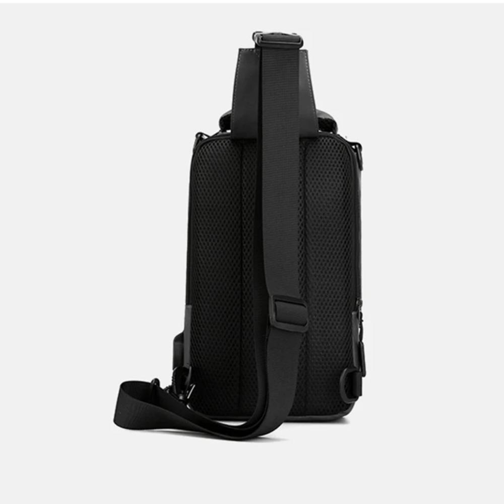 Men Small Backpack Chest Pack Shoulder Bag with USB Charging Port Travel Male Waterproof Nylon Sling Messenger Cross Body Bags