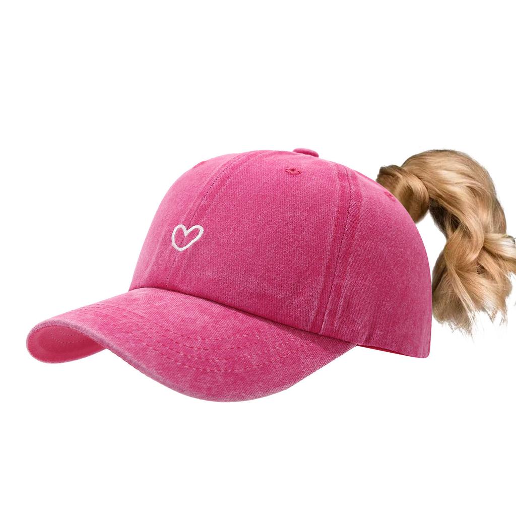 Fashion Washed Old Love Embroidered Ponytail Baseball Cap Women Can Wear Ponytail Braids Outdoor Casual Sun Hat