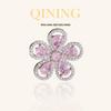 Champs-Élysées Pink Diamond Flower Ring - Elegant Luxury Hand Jewelry for Women