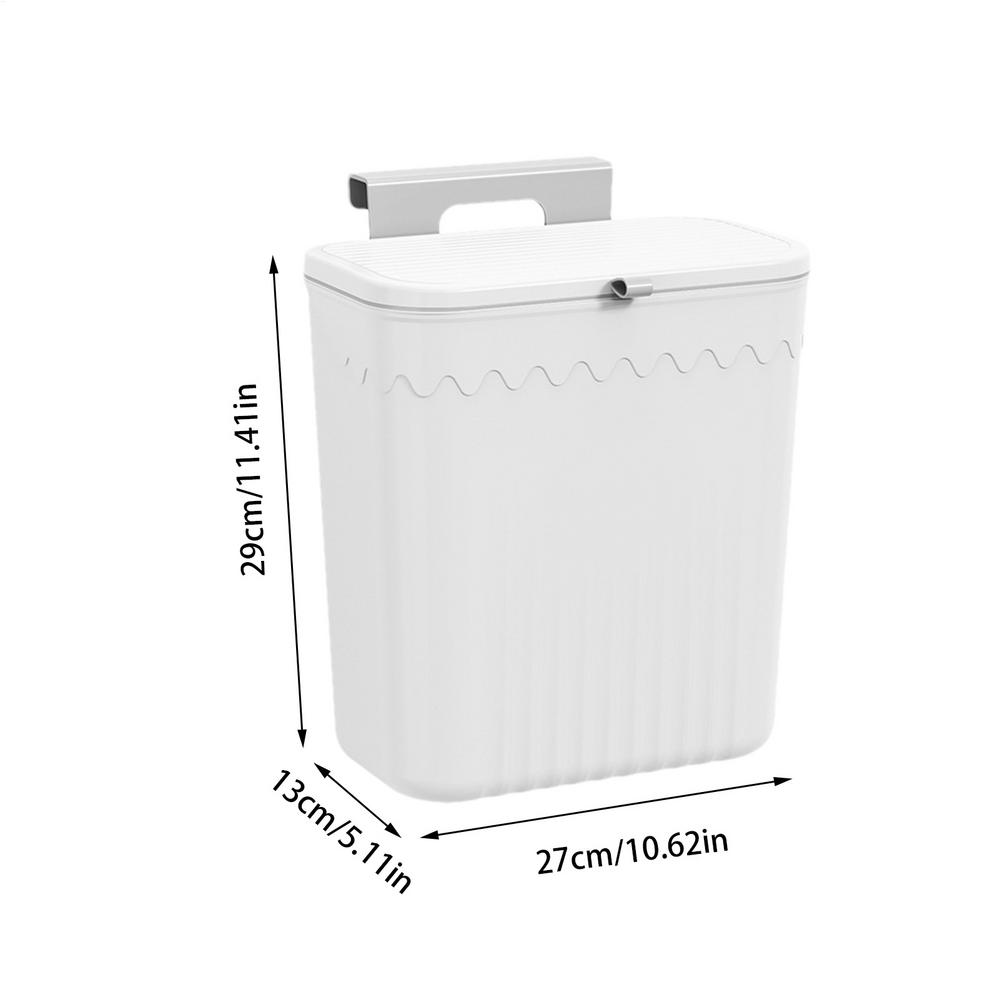 Hanging Trash Can with Lid No Drill Space Saving Kitchen Garbage Bin Under Cabinet/Sink Trash Container, Easy Mount Bathroom