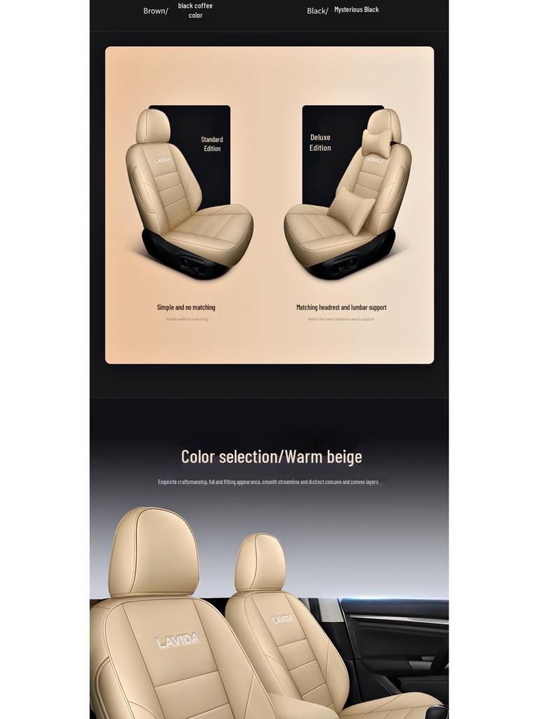 Volkswagen Lavida Original Texture Wear-Resistant Leather Car Seat Cover - All-Season, Universal Fit, Full Coverage for Five-Seater Models