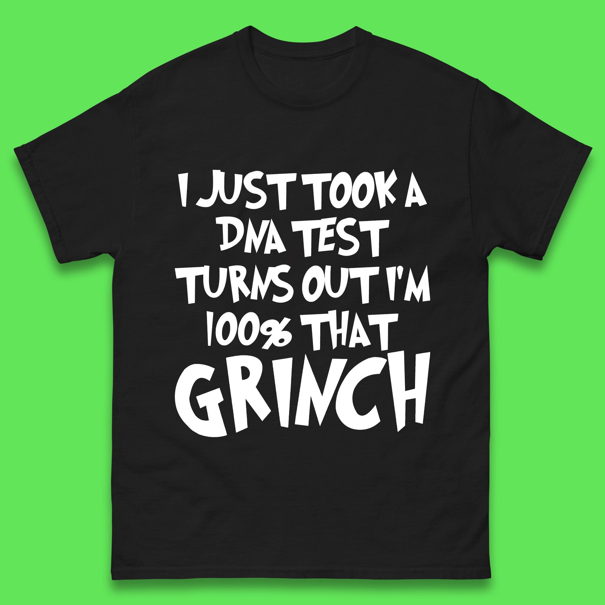 DNA Test I m 100% Grinch Mens T Shirt Womens Tops Tees Christmas Grinch Top 3XL