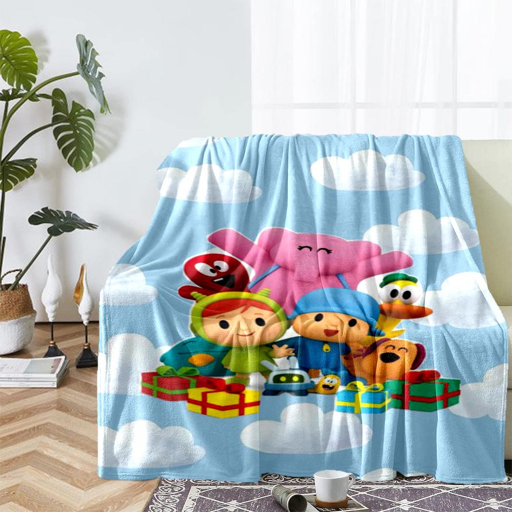 Pocoyo Theme Printed Blanket - Perfect for Couch, Bed, Travel & Outdoor Use | Machine Washable, Cozy & Durable.