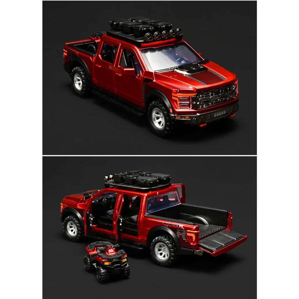 1/24 Ford F150 Off Road Pickup Truck Diecast Model Car Metal Alloy High Simulation Collection Hobby Display Birthday Gift for Friend