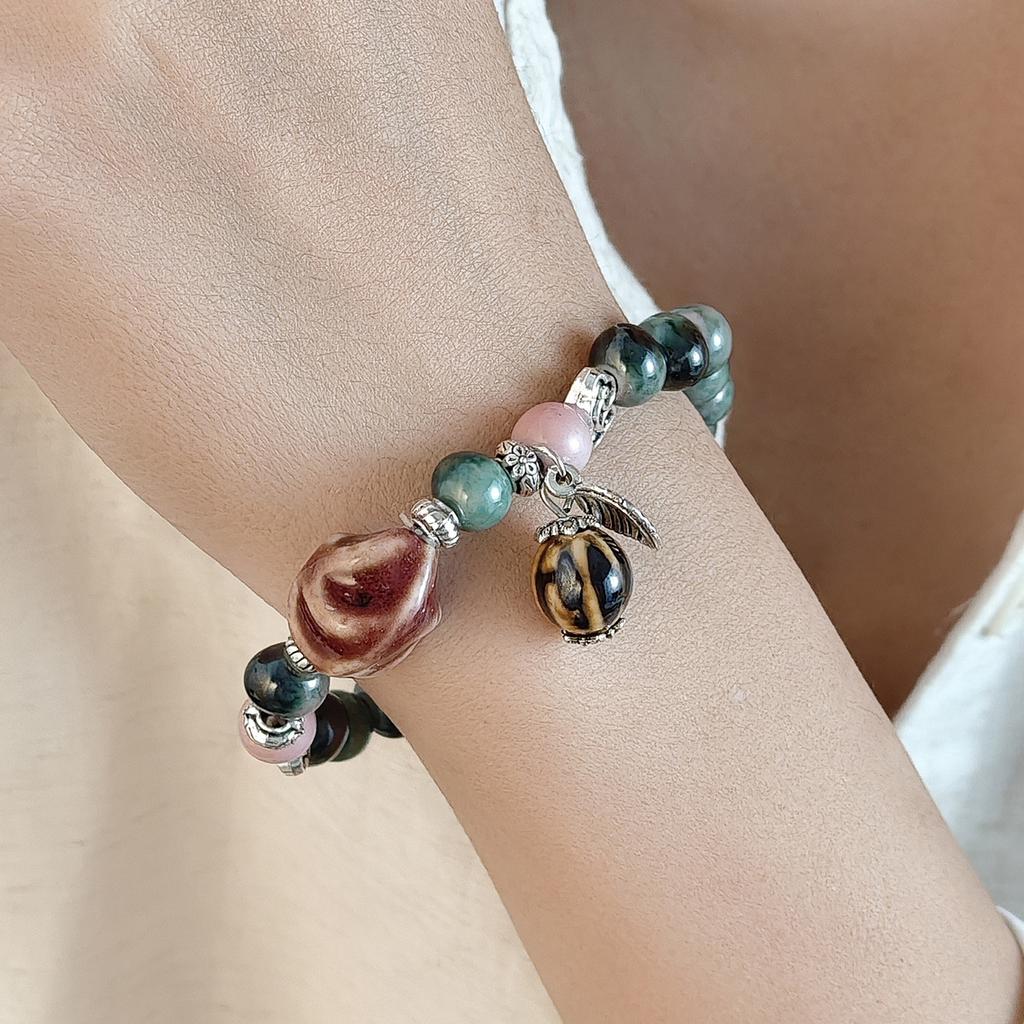 Green Beaded Irregular Bracelet, National Style Light Luxury High-End Sense Niche Fashion Temperament Bracelet