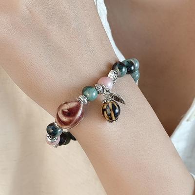 Green Beaded Irregular Bracelet, National Style Light Luxury High-End Sense Niche Fashion Temperament Bracelet