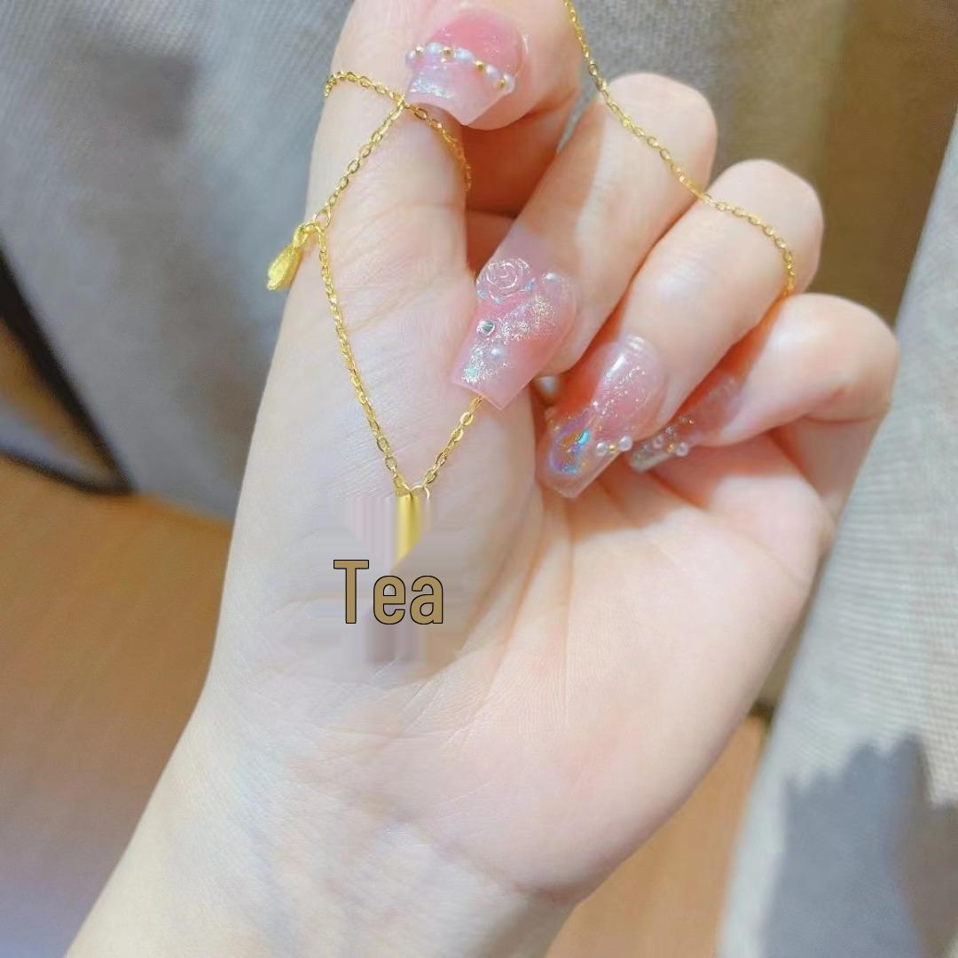 Ожерелье с цветами вишни - Стиль Xiaohongshu, Вьетнамская песочная золотая цепочка на ключицу, Элегантное и простое