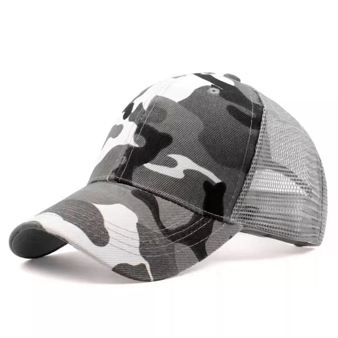 Children s Customizable Camouflage Mesh Cap for Spring and Summer - Breathable Outdoor Duckbill Baseball Cap for Primary School Students 54cm (Adjustable) серый