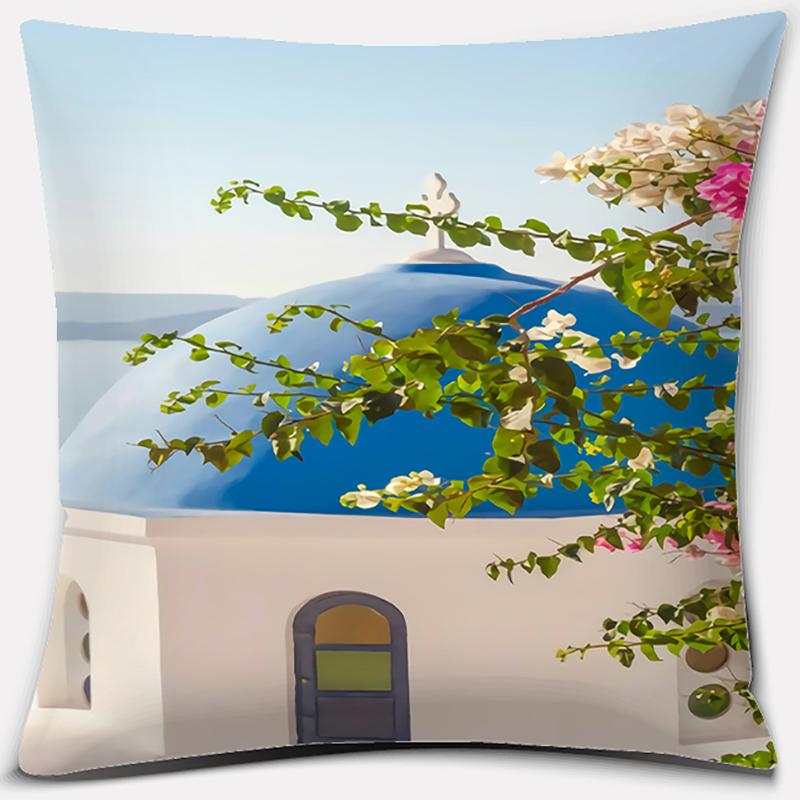 45*45cm Greece Santorini Series Pattern Pillow Square Pillowcase Cushion Cover Home Sofa Textile Pillowcase Home Decoration