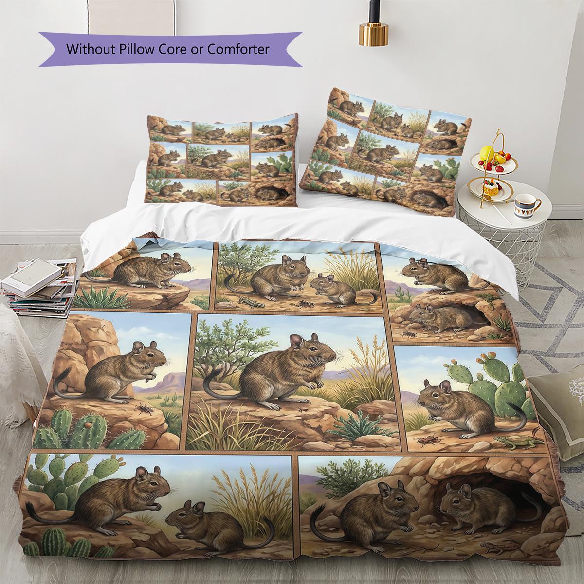 

Retro Oil Painting Animals Pattern Bedding,Quilt Set Quilt Cover Pillowcase Home Birthday Gift (1 * duvet cover + 2 * pillowcase, without core) 135x200cm