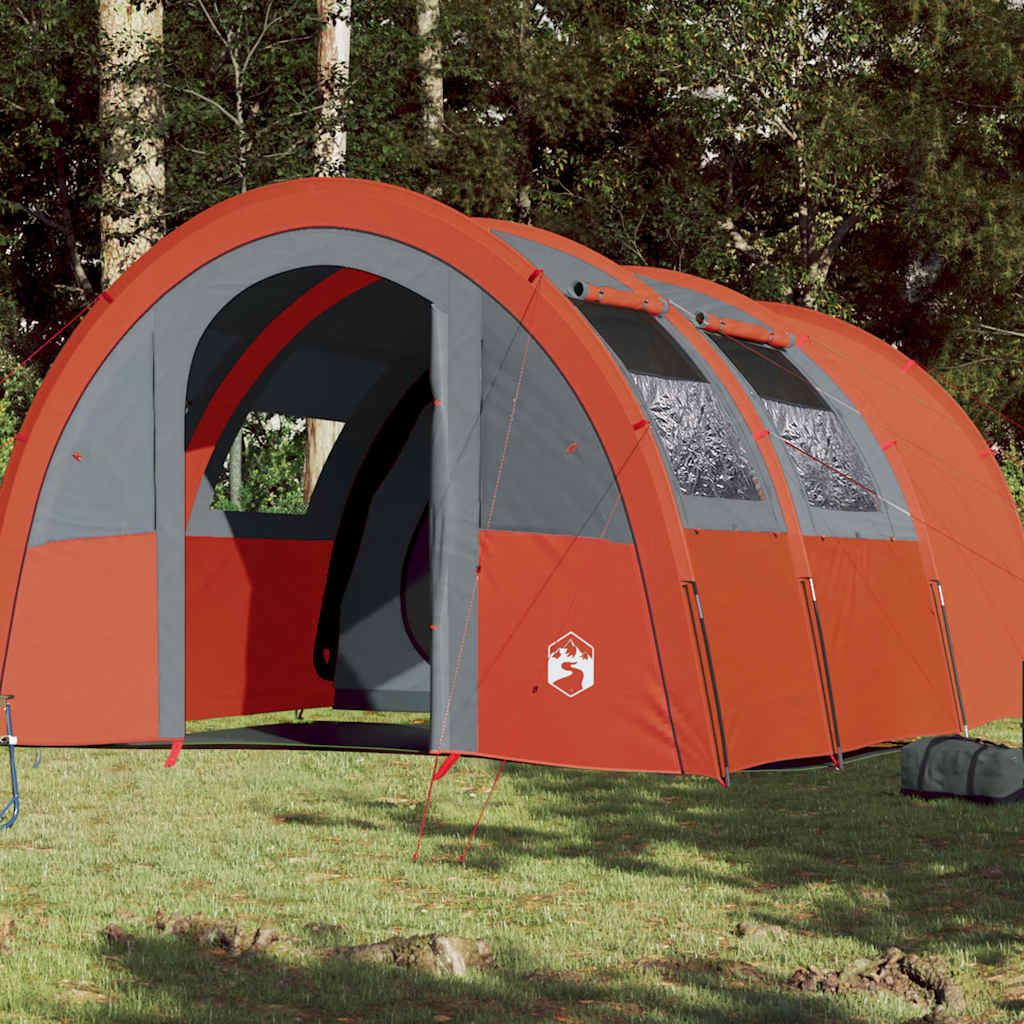 Vidaxl Tenda da Campeggio, 4 Persone, Grigio-Arancione, Impermeabile