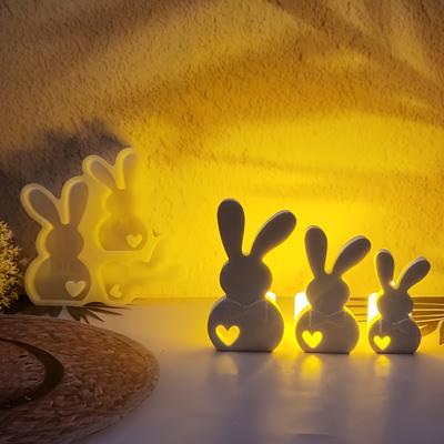 3-in-1 Crooked-Eared Rabbit Mold | Easter Bunny Silicone Ornament Mold for Plaster Cement Resin Casting, Crafts & Festive Decor