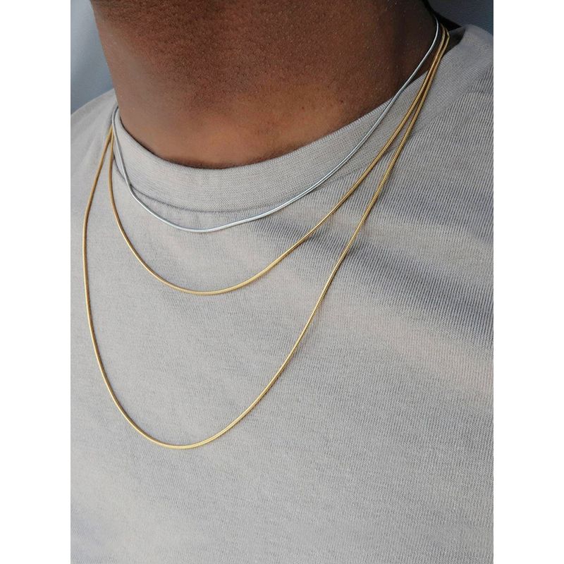 Steel Necklace Round Snake Chain for Women Simple Light Luxury Plain Chain Couple Clavicle Chain European and American Fashion Snake Bone Chain