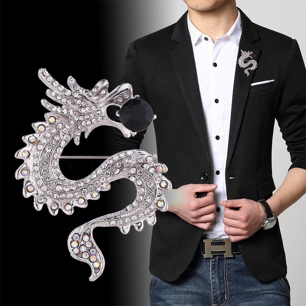 Men's Fashion Suit Brooch Simple Diamond Tassel Metal Wedding Dress Suit Brooch Collar Pin