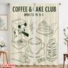 2pcs 2D Flat Printing Drapes Coffee Cake Club Coffee Machine Polyester Without Electricity All Season Party & Holiday Decor Use
