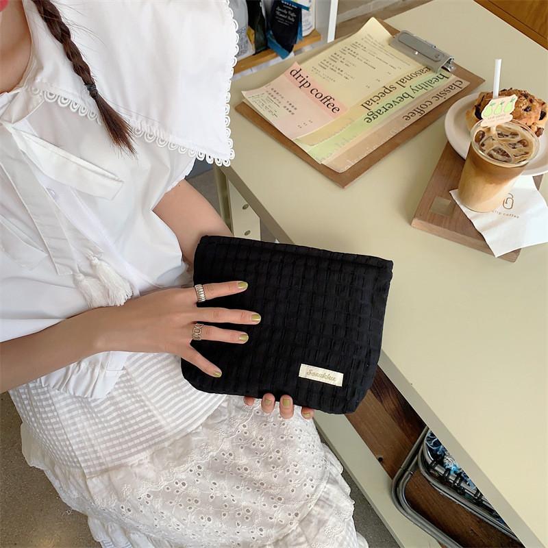 Fresh Plaid Portable Cosmetic Storage Bag Makeup Pouch Stationery Bag Toiletry Touch-up Bag