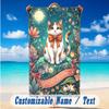 Cat Theme Beach Towel Personalized Custom Name & Text Soft Quick Dry Beach Towel for Swimming Travel