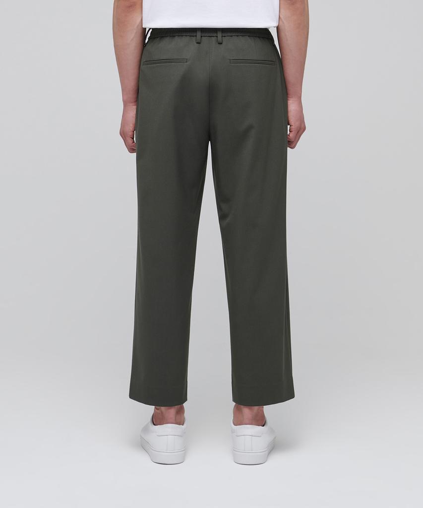 Musinsa Standard Lightweight Wide Drawstring Banded Crop Slacks [Dusty Khaki]