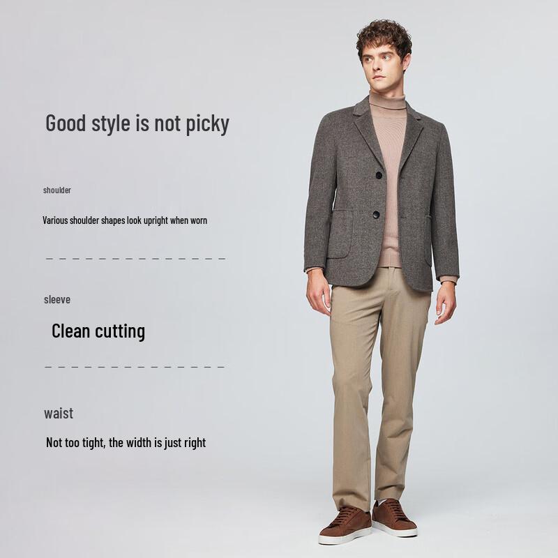 Hodo Men's Luxury Wool Blend Double-Faced Short Coat