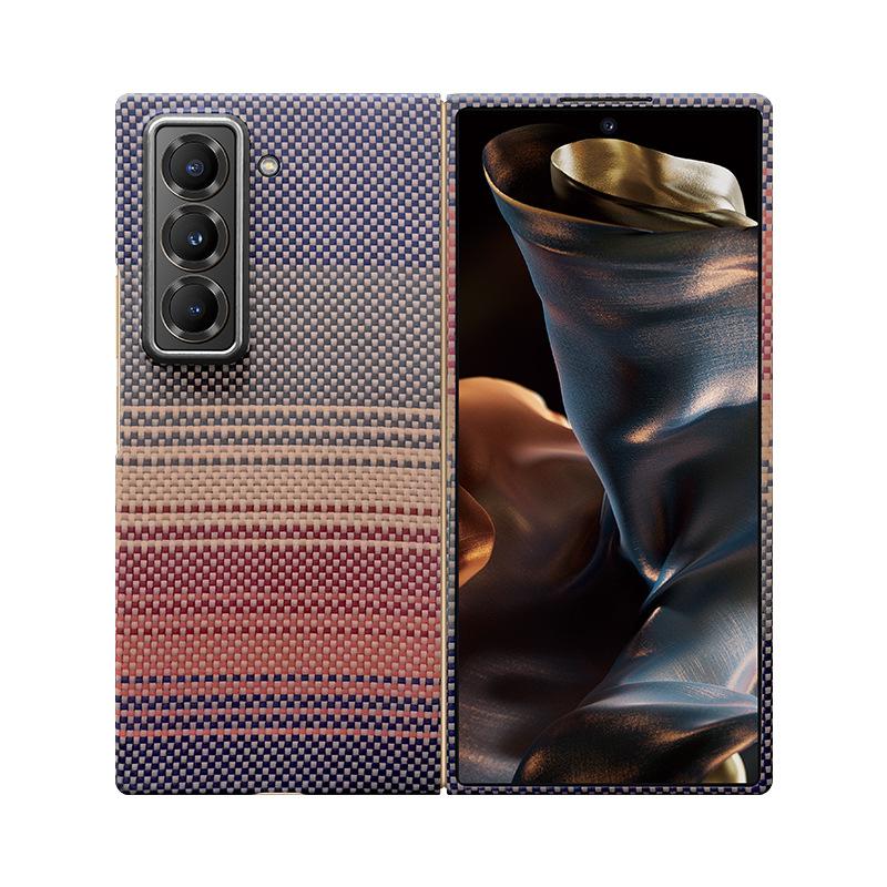 Applicable To Samsung W25 Real Kevlar Mobile Phone Case W25 High-end Business Aramid Fiber Anti-drop Magnetic Protective Cover