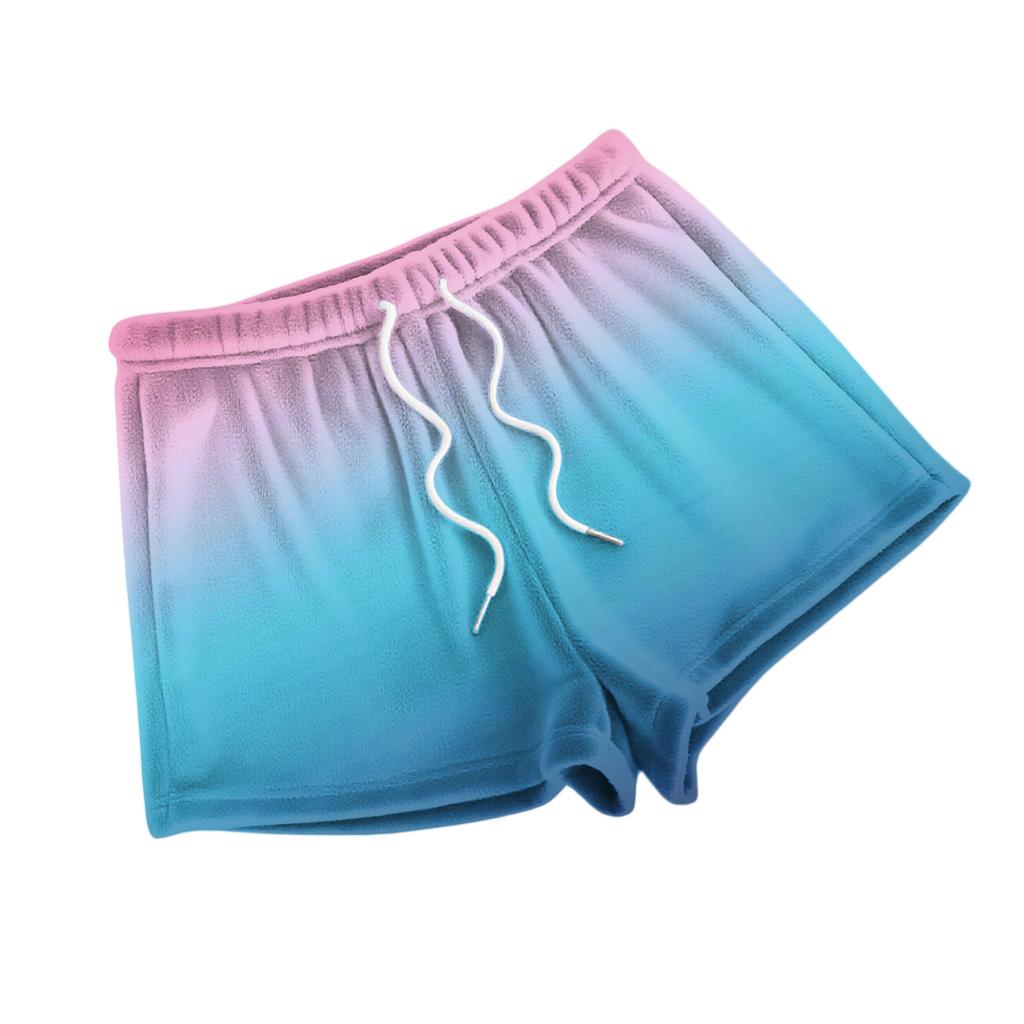 Women's Fashionable Loose-Fit Pajama Shorts With Fleece Gradient Print Casual Pants