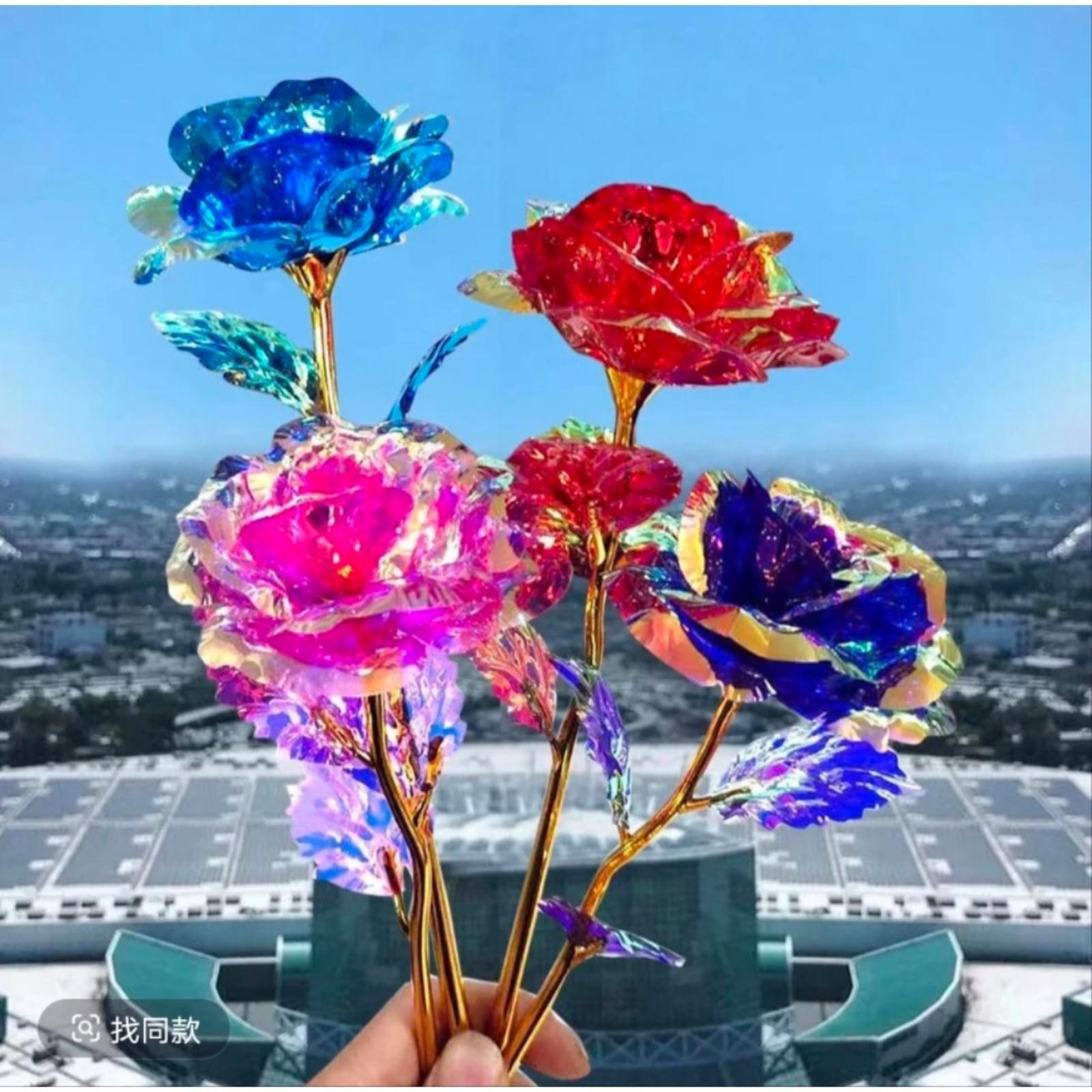 

Colorful Dazzling Rose Bouquet Simulation Immortal Flower Decoration Ornament, Photo Prop, Birthday Gift For Girlfriend One Size білий