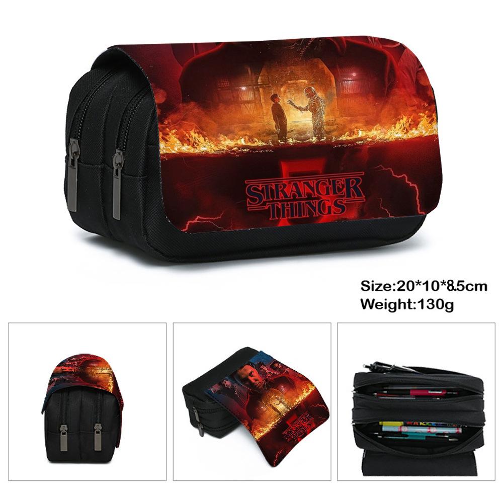 Stranger Things 5 Pencil Case, Large Capacity Multi-Layer Storage, Wear-Resistant Oxford Cloth Student Stationery Bag
