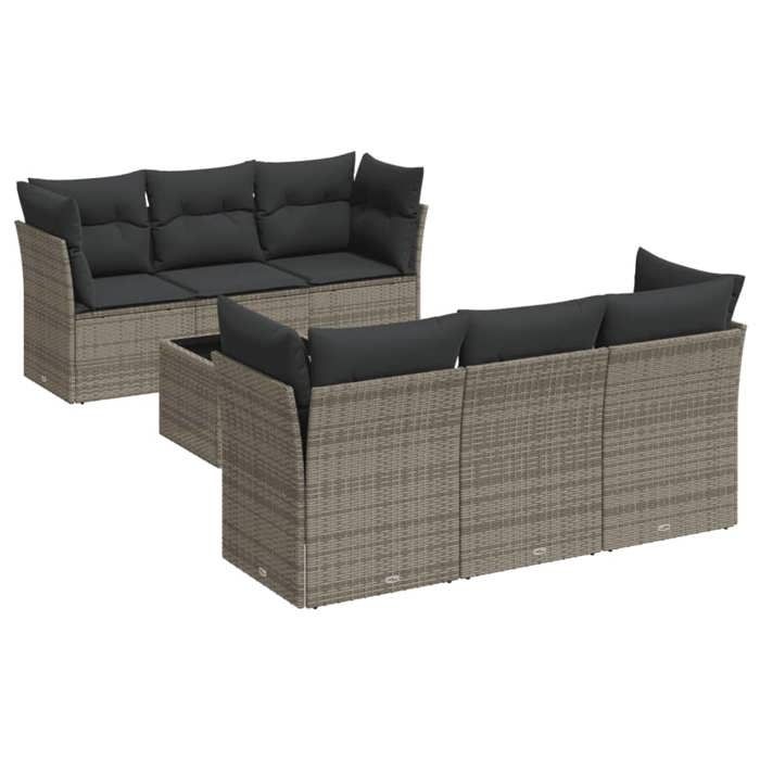 VidaXL Salon de Jardin avec Coussins 7 pcs, Canapés avec Pieds Réglables, Ensemble de Meubles d'Extérieur Patio Terrasse, 3249099