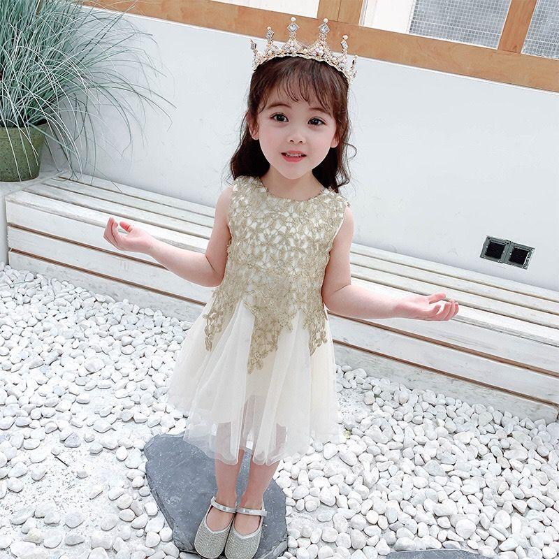 Vest Gauze Dress for Spring and Summer Girls' Vest Dress for Children's Clothing Spliced Dress for Children's Clothing Long Dress
