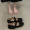 Square head retro ballet shoes female outer wear fairy style flat shoes 2025 new one-pedal Mary Jane shoes
