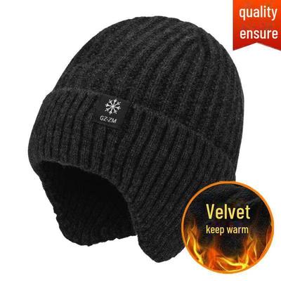 Heren Winter Gebreide Muts met Oorbescherming - Warm, Dik, met Velvet gevoerd voor Buitenfietsen