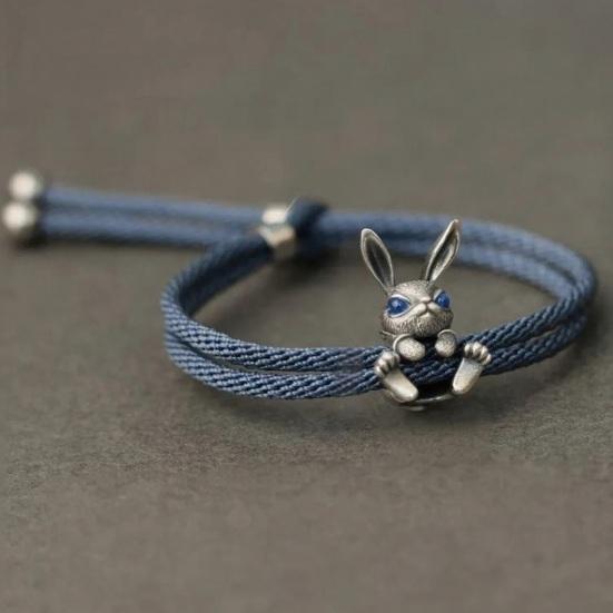 Adjustable Rope Chain Bracelet Bunny Decor Easter Bracelet Easy to Wear Bracelet Animal Lucky Jewelry Accessory