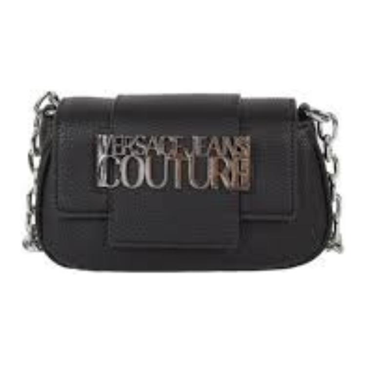 Versace Jeans Couture Solid Logo Chain Strap Flap Closure Tote Shoulder Bag Women bags Black 75VA4BB2ZS413899