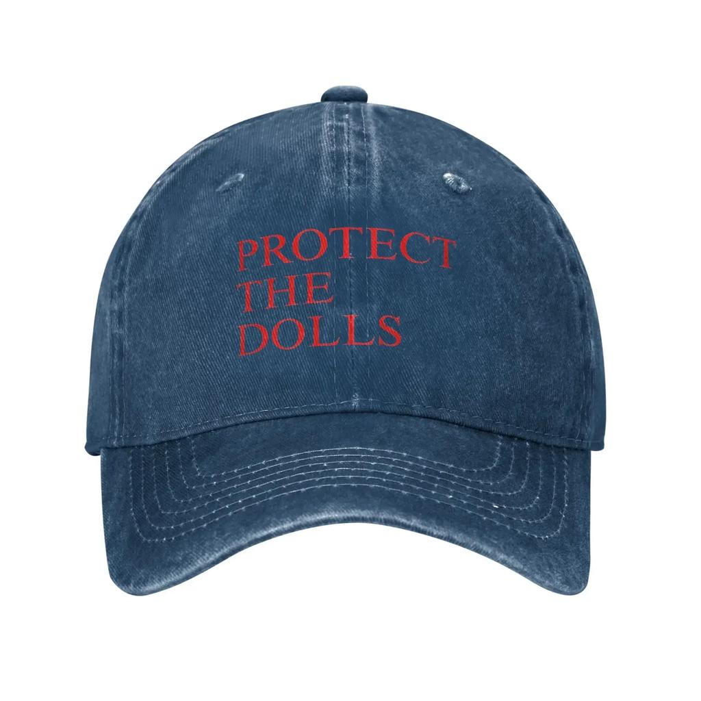 Protect The Dolls Red Logo Washed Baseball Cap  Casual Sun Trucker Hat Summer Unisex Women Running Hippie Snapback Cap
