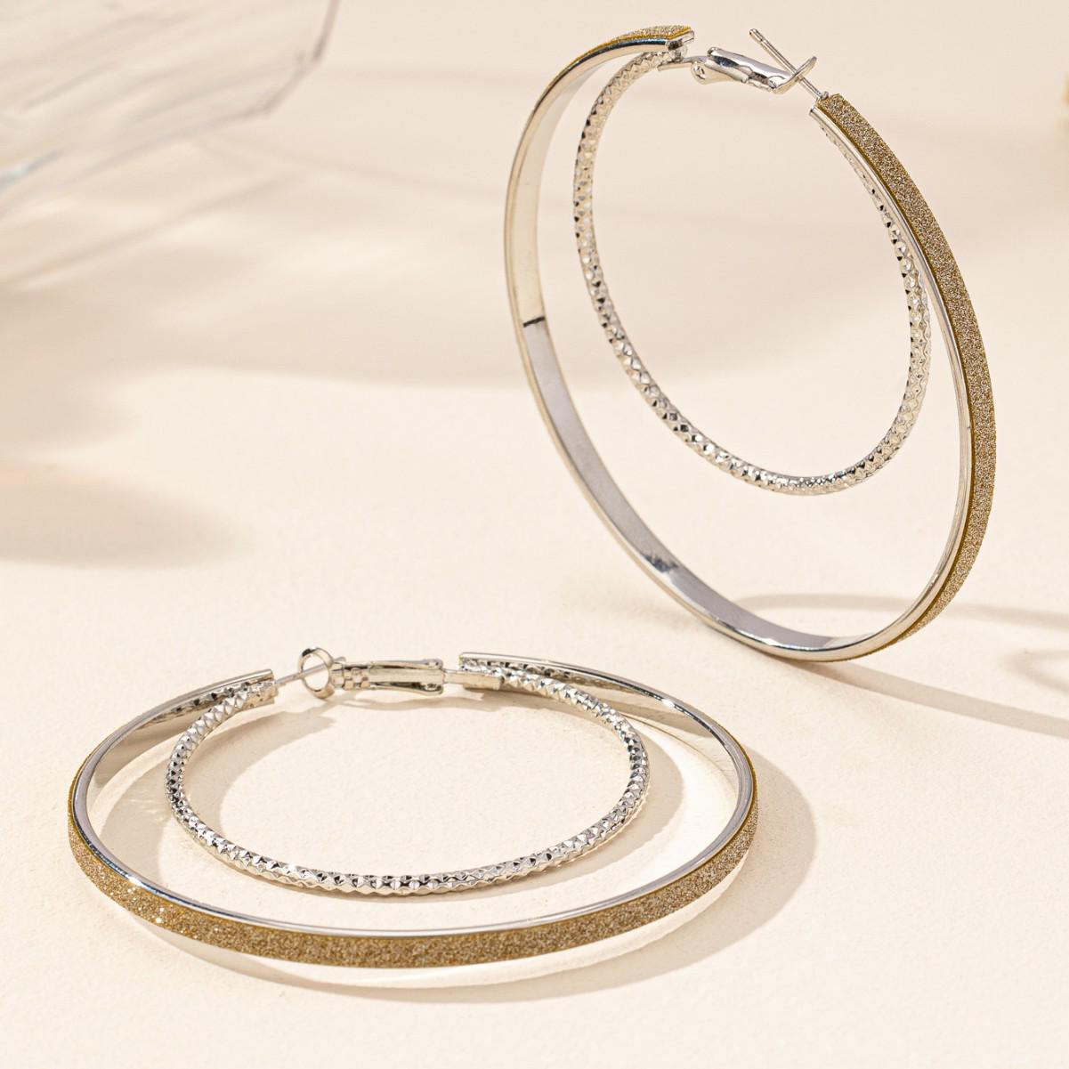 Minimalist Double-Hoop Large Earrings for Women: Trendy, High-End, Fashionable, Personalized Jewelry