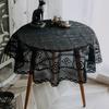 Round Tablecloth Imitation Crochet Forest Style Hollow Lace Coffee Table Cover with High Aesthetic Value Photo Background