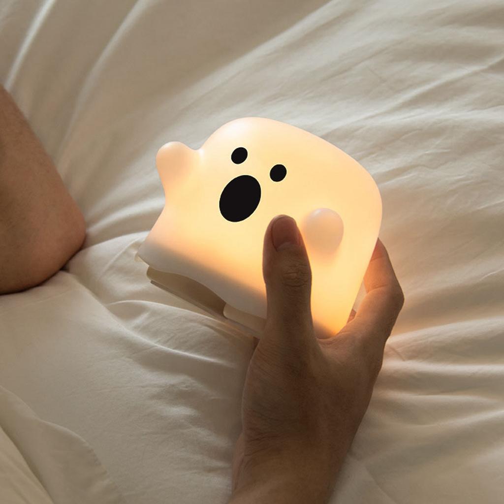 Cute Ghost Night Light Stepless Dimming USB Rechargeable Mini Kids Bedside Lamp Table Decoration for Nursery Bedroom