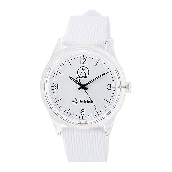 QQ SmileSolar Watch Solar Analog Waterproof Urethane Belt RP10-001 Men s White