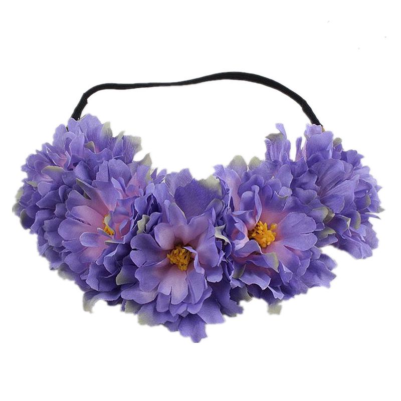 European & American Peony Flower Elastic Headband - Fabric Art Christmas Hair Accessories for Women
