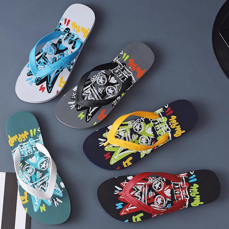 2025 New Men's Rubber Flip-Flops Trendy Anti-Slip Beach Sandals for Summer Casual Non-Slip Slippers Students Lightweight Stylish