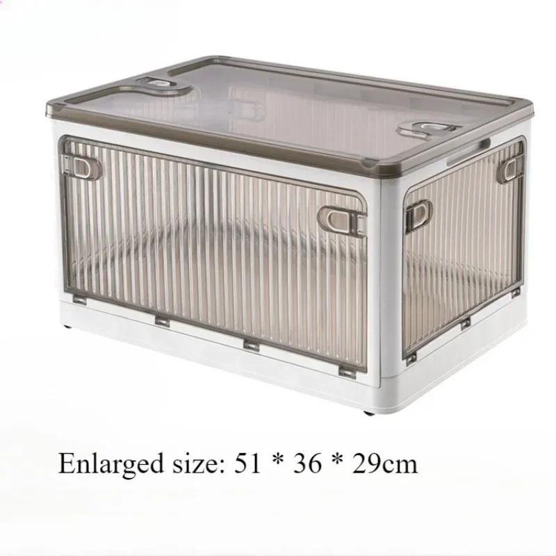 Foldable Storage Box Closet Organizer Stackable Sundries Organizer with Wheels Home Storage Large Capacity Books Snack Toy Bin