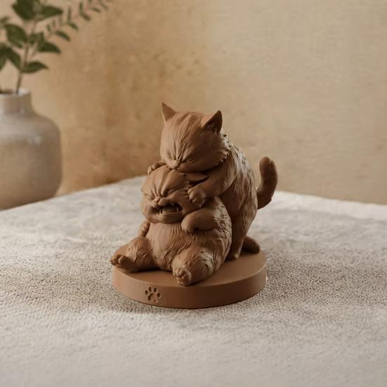 Frolicking Cats Figurine, 3D Printed Playful Cat Statue, Cute Collectible Kitty Sculpture Desktop Ornament Gift for Cat Lovers