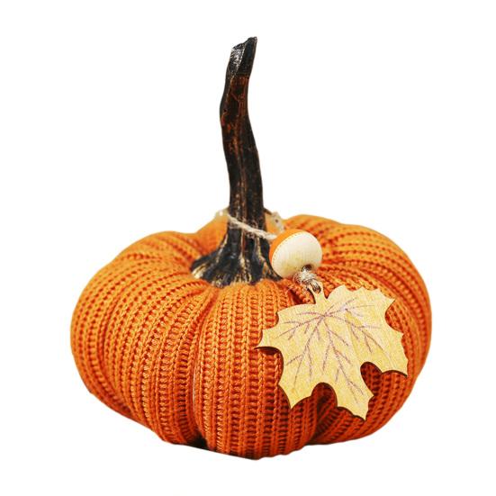 Mini Strikkede Gresskar Skrivebordspynt Høststoff Kunstige Gresskar Håndverk for Høst Takkefest Innhøstingsfestival Halloween Hjemmedekor
