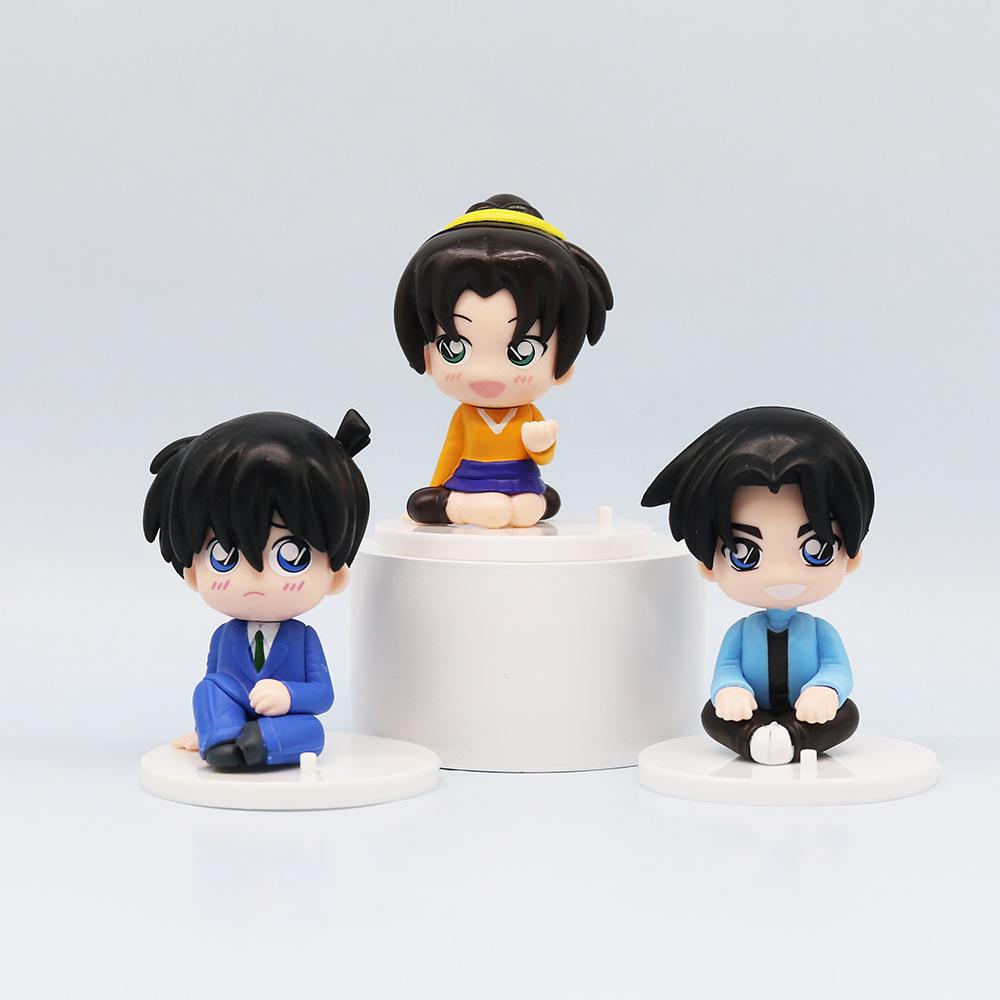 8 Pcs/Set Detective Conan Anime Figures 7.5cm Q Ver. Childhood Kuroba Kaito Conan Edogawa Car Desktop Ornaments Dolls For Kids