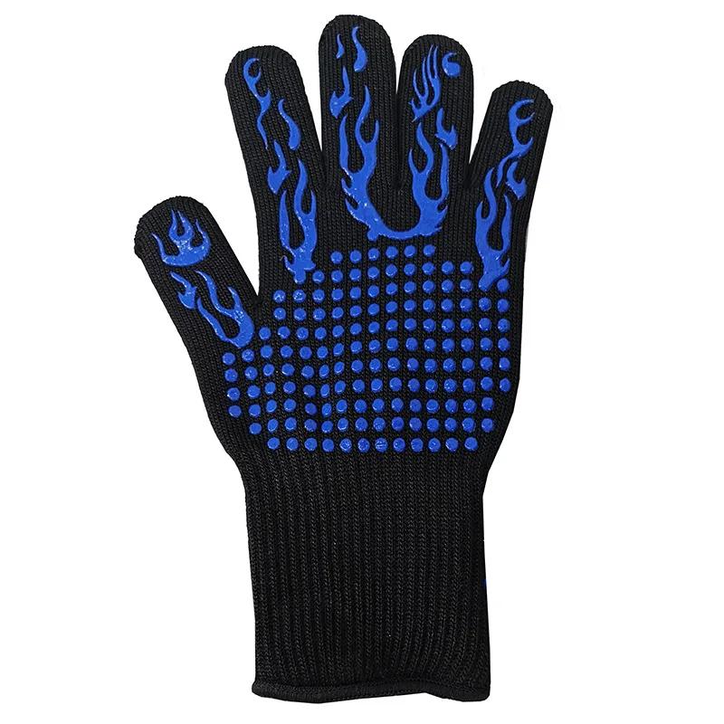 

1pcs BBQ Gloves Heat Resistant Oven Mitts Silicone Cooking Pots Barbecue Gloves Microwave Oven Gloves for Kitchen BBQ Accessor синій