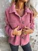 Herbst- und Winter-Lammwoll-Damen-Kaschmirjacke, Einhand-Tasche, einreihige lässige Mode-Strickjacke