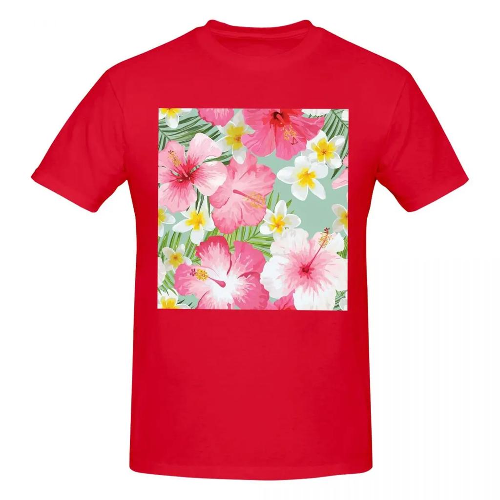 100 Cotton Tropical Hibiscus And Plumeria Flowers Tshirt Unisexs Funny Oversized T Shirt Unisex Oneck Summer Shirts Tops S6xl