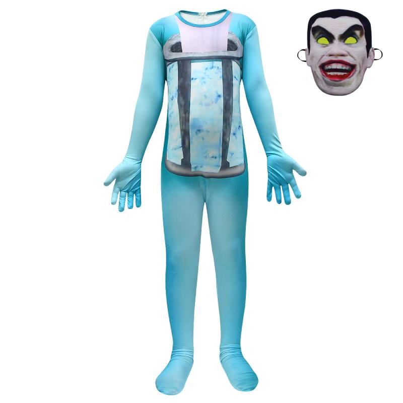 

Kids Toilet Skibidi Cosplay Costume Suit Onesie Jumpsuit Mask Halloween Party 110cm/43.31in