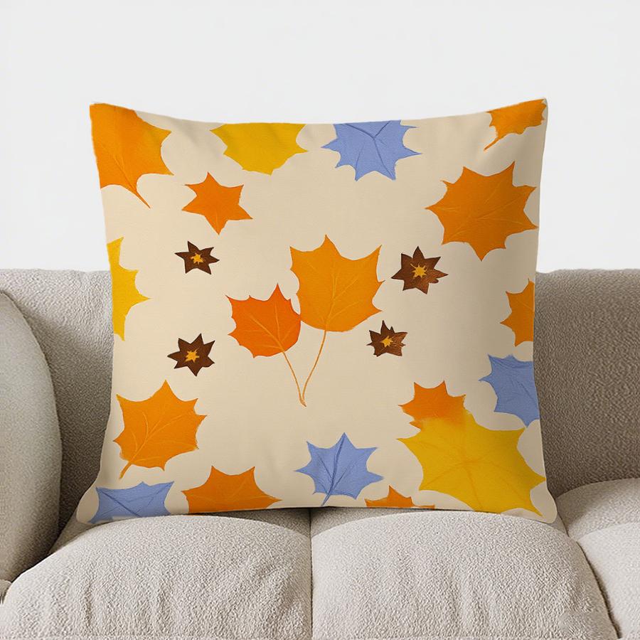 Home Decor Autumn Leaves Pattern Decorative Throw Pillow Pattern Cushion Cover Suitable For Sofa Bedroom Car Pillow Cover