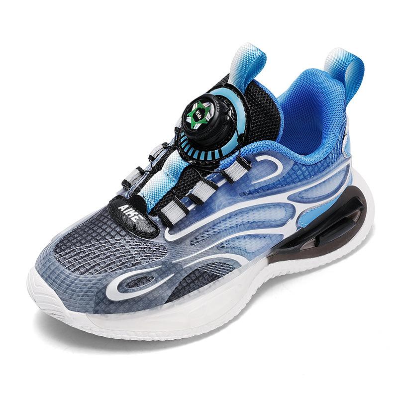 Boys shoes 2025 spring and summer new mesh breathable children's sports shoes medium and large children's boys rotating buckle running shoes
